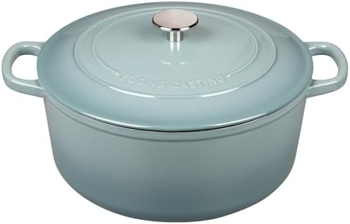 EDGING CASTING Enameled Dutch Ovens Cast Iron Dutch Oven Pot with Lid for Bread Baking, Cook, Dual Handle, 7 Quart, Seasalt by EDGINGCOOKWARE