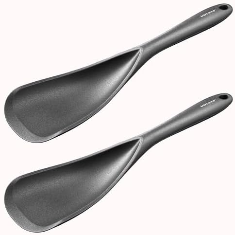 Vovoly Cooking Spoons, Nonstick Silicone Spatula Spoon, 2 pcs, Black, 12.6" by VOVOLY