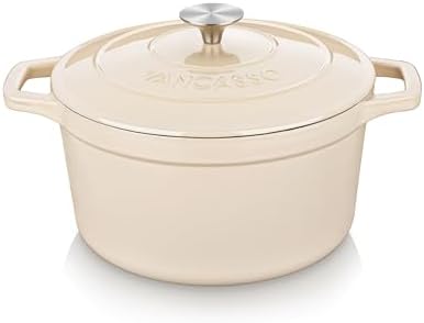 vancasso 2.5 Qt Enameled Cast Iron Dutch Oven with Lid, Cream by vancasso