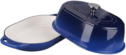 VORRINGARD Enameled Cast Iron Dutch Oven Pot with Dome Lid, Oval Bread Oven for Homemade Sourdough Bread Baking, Oven Safe up to 500°F, 6 Quart, Blue - Image 7