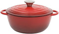Gibson Home Addlestone 2.65 Quart Round Enamel Cast Iron Dutch Oven Pot With Lid & Dual Handles - Gradient Red by GibsonHomewares