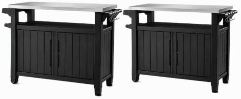 Outdoor Prep & Storage Cart, Stainless Steel Top, Black, 2-Pack by Unknown