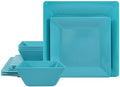 TP 12-Piece Melamine Dinnerware Sets, Square, Service for 4, Teal by TastePrime