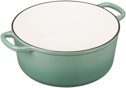 EDGING CASTING Enameled Dutch Ovens Cast Iron Dutch Oven Pot with Lid for Bread Baking, Cook, Dual Handle, 7 Quart, Sage Green - Image 6
