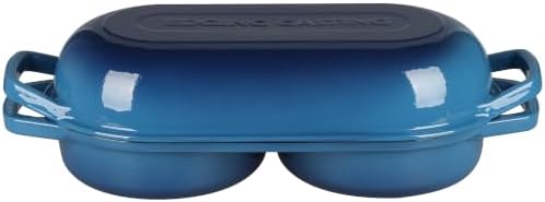 EDGING CASTING Enameled Cast Iron Double Bread Dutch Oven, Lake Blue - Image 7