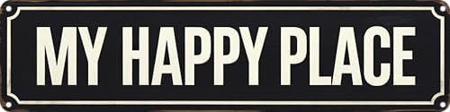 My Happy Place Metal Sign 4x16in Boho Cute Plaque for Bedroom Bathroom Home Nursery Wall Decor Gift Poster by Unknown
