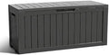 ROJIK Outdoor Storage Housing Deck Box - Waterproof Patio Furniture, Garden Tools, Cushions, Pool Accessories Storage Bench with Lockable Lid and Side Handles (Black 76 Gal) by ROJIK