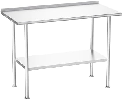 Atelicf NSF Stainless Steel Prep Table 24X48 inch with Backsplash by Atelicf