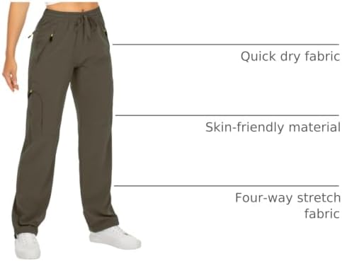 Toomett Women‘s Hiking Cargo Pants UPF 50 Quick Dry with Zipper Pockets - Image 4