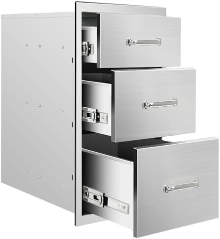 Outdoor Kitchen Drawers 20" W x 27" H x 23" D Stainless Steel Triple Drawers with Ergonomic Handle for BBQ Island, Patio Grill Station & Outdoor Kitchen Cabinets by Unknown