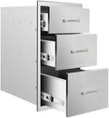 Outdoor Kitchen Drawers 20" W x 27" H x 23" D Stainless Steel Triple Drawers with Ergonomic Handle for BBQ Island, Patio Grill Station & Outdoor Kitchen Cabinets by Unknown