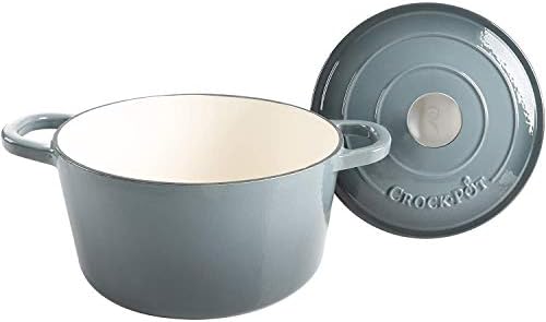 Crock Pot Artisan 5-Quart Round Enameled Cast Iron Dutch Oven – Slate Gray, Heavy-Duty Cookware for Slow Cooking, Roasting, Baking with Lid - Image 2