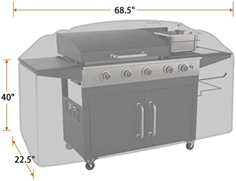 iCOVER Griddle Cover for Blackstone Rangetop Combo Griddles 600D Heavy Duty Waterproof Canvas, Fits Up to 68" - Image 2