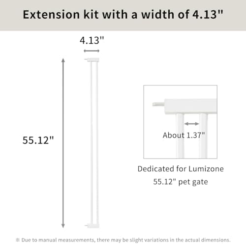 Lumizone Extra Tall Cat Gate Extension Kit 55.12" High 4.13" Wide White - Image 3