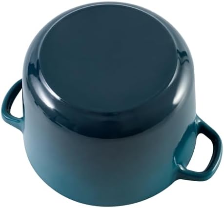Flavehc Dutch Oven Pot with Lid 1.8 Qt Cast Iron Dutch Oven for Bread Baking, DarkCyan Enameled Cast Iron Rice Pot, Small Deep Dutch Oven for Rice, Beans & Side Dishes - Image 6