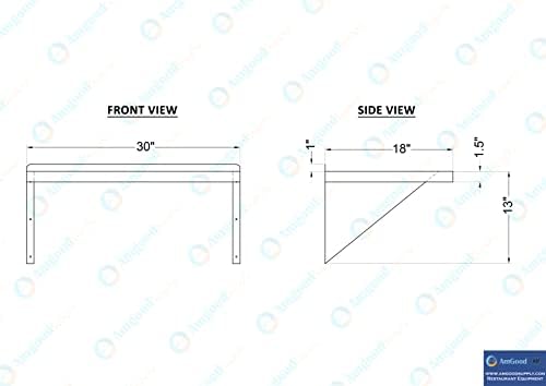 AmGood 18" x 30" Stainless Steel Wall Shelf | Appliance & Equipment Metal Shelving | Kitchen, Restaurant, Garage, Laundry, Utility Room | Heavy Duty | Turned-Down Edge | NSF Certified - Image 5
