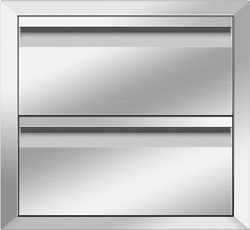 Outdoor Kitchen Drawers, 18Wx15Hx23D Inch Stainless Steel Double Access Drawer with Hidden Handle, Flush Mount BBQ Drawers for Outdoor Kitchen, Patio Grill Station - Image 7