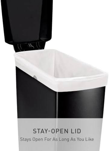 simplehuman 40 Liter / 10.6 Gallon Slim Kitchen Step Trash Can With Secure Slide Lock, Black Plastic - Image 5