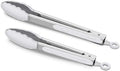 2 Pack Silicone Kitchen Tongs, 9 & 12 Inch, Stainless Steel, Light Grey by ALLWIN-HOUSEWARE