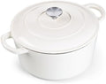 E-far 7QT Enameled Dutch Oven, Cast Iron Dutch Oven Pot with Lid for Cooking/Bread Baking/Braising/Roasting/Stewing, Heavy Duty Round Nonstick Cookware Safe for Induction & Oven - White by E-far