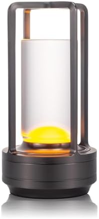 Rechargeable Cordless Small Metal Table Lamp, Stepless Dimming, 3-Color by HAPYGILightings