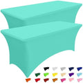 Smiry 2 Pack Spandex Table Cloth 4FT, Elastic Fitted Aqua Tablecloth by Smiry