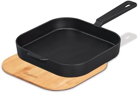 Enders® Cast Frying Pan L, High Rim, Even Heat Distribution and Storage, Can be Used on The Grill, Camping Stove, Stove or Open Fire, Includes Bamboo Board/Lid W 38 x D 50 x H 6 cm #8773 by Enders