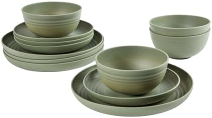 Gibson Home Plates and Bowls Set, 12 Piece Wheat Straw Dinnerware for 4 - Image 7