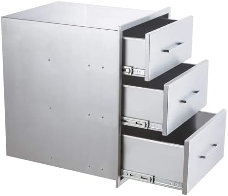 Outdoor Kitchen Drawers,Stainless Steel BBQ Drawer, 14" W x 20.5" H x 23" D Flush Mount Triple Access Drawer for Outdoor Kitchen,BBQ Island - Image 4