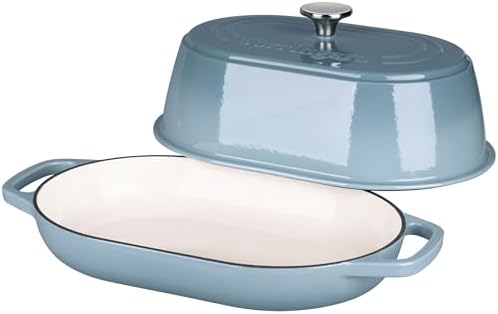 VORRINGARD Enameled Cast Iron Dutch Oven Pot with Dome Lid, Oval Bread Oven for Homemade Sourdough Bread Baking, Oven Safe up to 500°F, 6 Quart, Sea Salt - Image 6