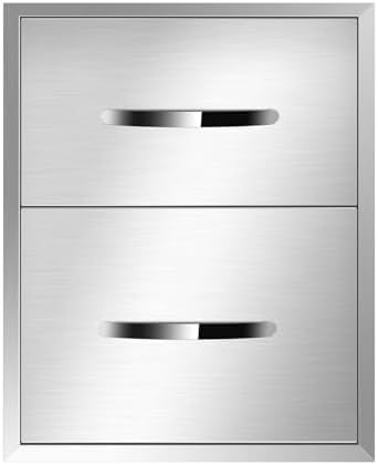 Pull Out Trash Drawer, Lower Sliding Rails Stainless Steel Roll Out Trash Bin Pull Out Tray With Handle For Outdoor Kitchen BBQ Island Grill Station,Double Drawers - Image 7