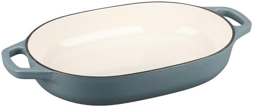 EDGING CASTING Enameled Cast Iron Oval Dutch Oven Pot with Lid, Dutch Oven for Sourdough Bread Baking, Bread Oven, Bread Dutch Oven, Oval Bread Pan, 7qt, Seasalt - Image 5