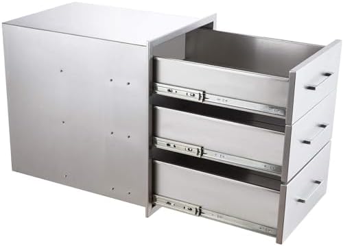 Outdoor Kitchen Drawers,Stainless Steel BBQ Drawer, 14" W x 20.5" H x 23" D Flush Mount Triple Access Drawer for Outdoor Kitchen,BBQ Island - Image 5