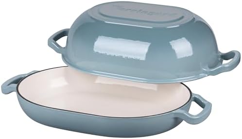 VORRINGARD Enameled Cast Iron Sourdough Bread Oven, Dutch Oven, Loaf Cast Iron Bread Pan for Homemade Bread Baking, Meatloaf Pan with Lid, 7QT, Sea Salt - Image 5