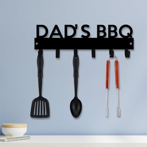 Generic Personalized BBQ Cooking Utensils Wall Hooks Rack for Dad Custom Grilling Tool Organizer Barbecue Tool Metal Storage Holders Grill Cutlery Hanger Father's Day Utensils Hanging Hooks (Style 2) - Image 2