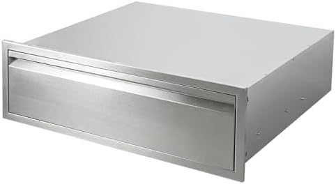 Outdoor Kitchen Drawers 30" W x 10" H x 23" D Flush Mount BBQ Single Drawers with Divider Stainless Steel Built-in Drawer for Outdoor Kitchen Island Patio Grill Station by Unknown