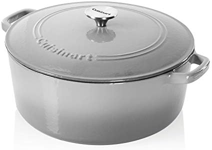 Cuisinart Chef's Classic Enameled Cast Iron Dutch Oven with Lid, Porcelain Enameled Interior, Oven Safe, Induction Compatible, 7-Quart, Round, Grey Gradient by Cuisinart