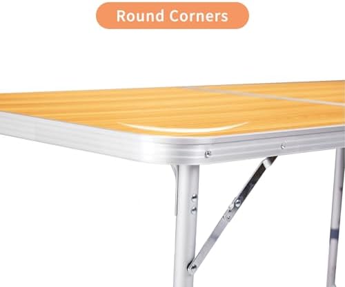 Aluminum Folding Camping Table,3 Adjustable Heights Lightweight (Wood grain - Image 6
