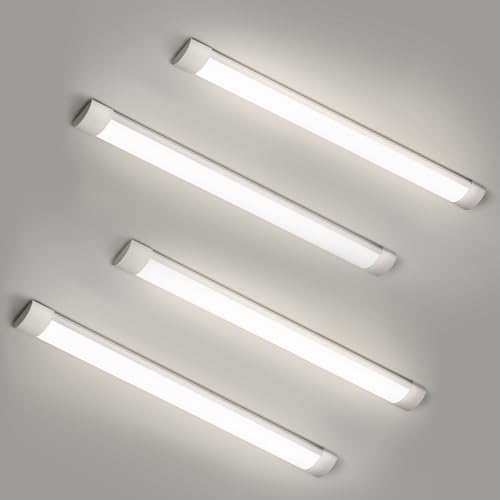 4 Packs 3FT LED Batten Light with 50cm Cable, Slim Ceiling Surface Mounted Light, 30W, 4000K, IP20, LED Ceiling Lamp for Garage, Shop, Hallway, Office, Market by colmeguna