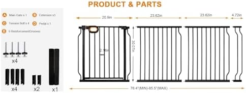 76.4-85.5 Inch Extra Wide Baby Gate for Stairs Doorways - Image 5
