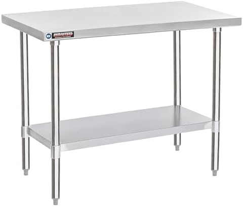 DuraSteel 24x48 Stainless Steel Work Table - NSF Commercial Prep Metal Table - Outdoor Pizza Oven Stand w/Under Shelf - Kitchen Island Laundry Utility Garage Microwave Stand Large Rolling Storage Cart by DuraSteel