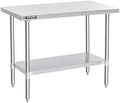 DuraSteel 24x48 Stainless Steel Work Table - NSF Commercial Prep Metal Table - Outdoor Pizza Oven Stand w/Under Shelf - Kitchen Island Laundry Utility Garage Microwave Stand Large Rolling Storage Cart by DuraSteel