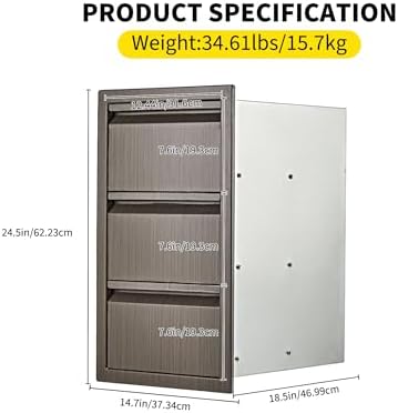 Takywep Outdoor Kitchen Drawers 14.7W x 24.5H x 18.5D, Flush Mount - Image 2