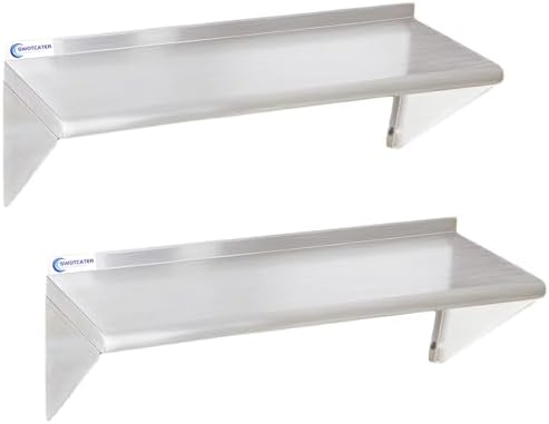 Stainless Steel Shelf 2 Pack 12"x36", Wall Mounted Metal Shelves by SWOTCATER