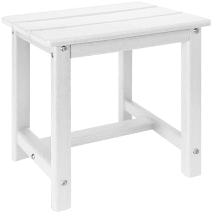 GARDENSTAR Adirondack Square Side Table,one-Tier Outdoor end Table, Patio Side Table for Pool,Porch,Backyard,Relaxing Companion (White) by GARDENSTAR