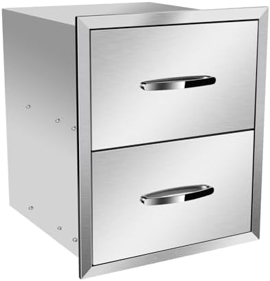 Pull Out Trash Drawer, Lower Sliding Rails Stainless Steel Roll Out Trash Bin Pull Out Tray With Handle For Outdoor Kitchen BBQ Island Grill Station,Double Drawers - Image 7
