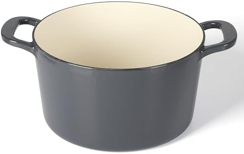 Martha Stewart Gatwick 7 QT Enamel Cast Iron Dutch Oven – Gray, Durable Heavy-Duty Dutch Oven for Slow Cooking, Braising, and Baking - Image 6