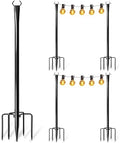 4 Pack String Light Poles for Outside, Upgraded Heavy-Duty Metal Light Poles for Outdoor String Lights with Fork, Adjustable Lighting Accessories for Patio Decor Backyard Pergola Garden Decorations by Nexillumi