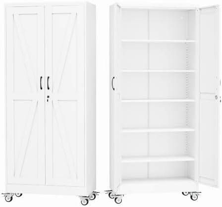 GAIOUS 74.8" Tall Metal Storage Cabinet with Lock and Wheels, File Cabinet by GAIOUS