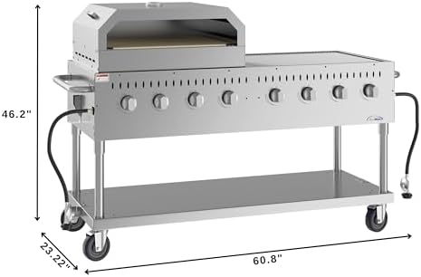 60 in. 8-Burner Commercial Outdoor Propane Gas Grill with 30 in. Pizza Oven in Stainless-Steel, ETL Listed (CGKIT6-P30) - Image 3